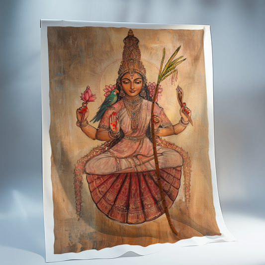Raj Rajeswari Devi Canvas Print (24x36 Inches) – Divine Hindu Goddess Wall Art for Pooja Room & Spiritual Decor