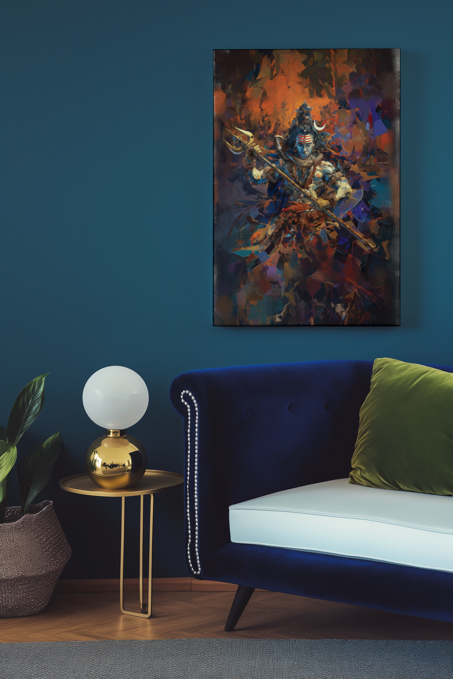 Abstract Art of Lord Shiva Canvas Wall Art | Modern Mahadeva Painting | Vastu & Gifting Decor