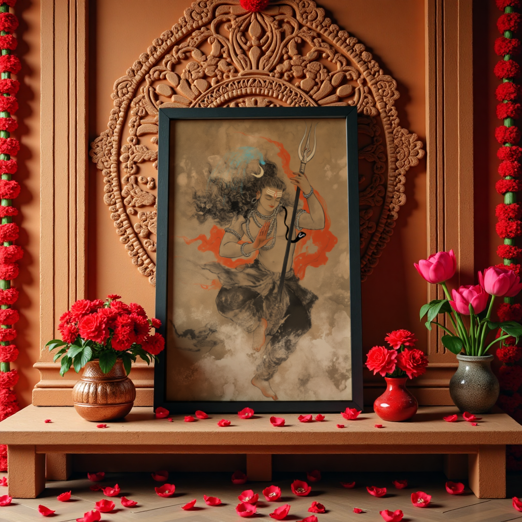 Shiv Tandav Digital Art | Divine Dance of Lord Shiva | Perfect Gift for Shiva Devotees | 16x24 Inch 300 GSM Glossy Finish Frame SEO Description: