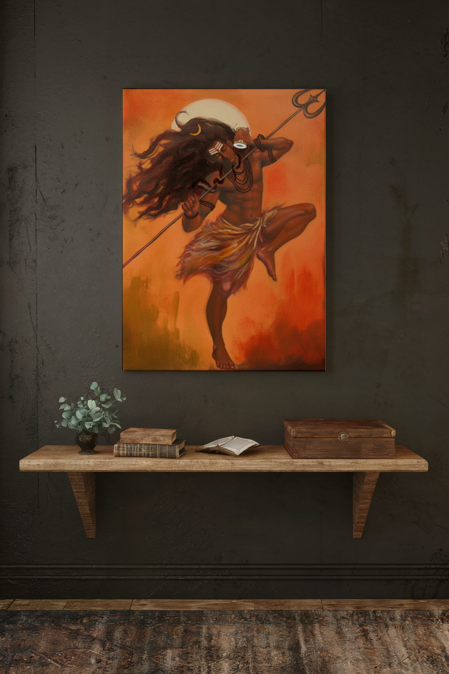 Shiva Ananda Tandava Digital Painting on Canvas – Divine Wall Art for Spiritual & Home Decor