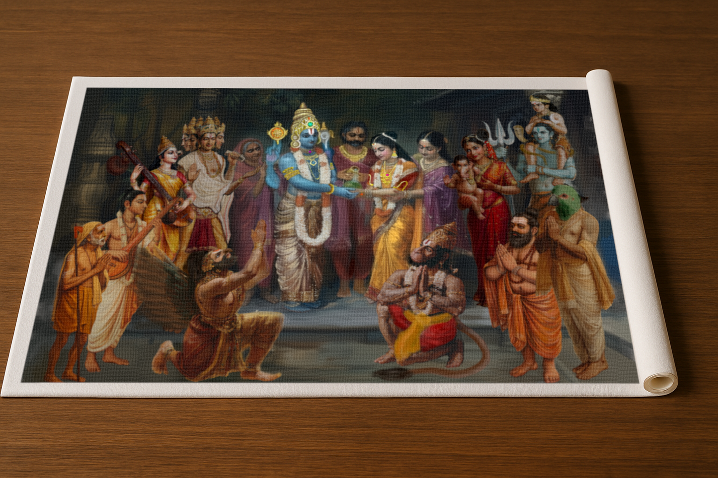 Srinivasa Kalyanam Canvas Print Roll (Unframed) – Venkateswara Kalyanam Hindu Wedding Scene Wall Art for Home, Temple & Gift Décor