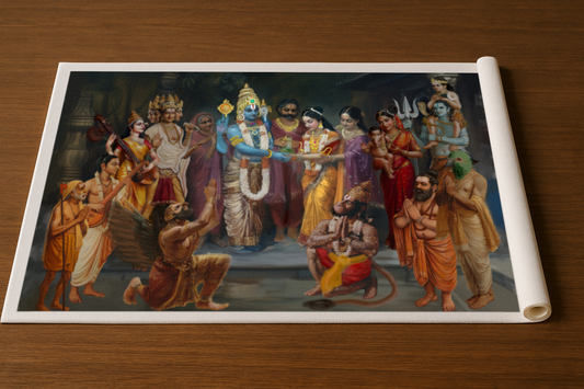 Srinivasa Kalyanam Canvas Print Roll (Unframed) – Venkateswara Kalyanam Hindu Wedding Scene Wall Art for Home, Temple & Gift Décor