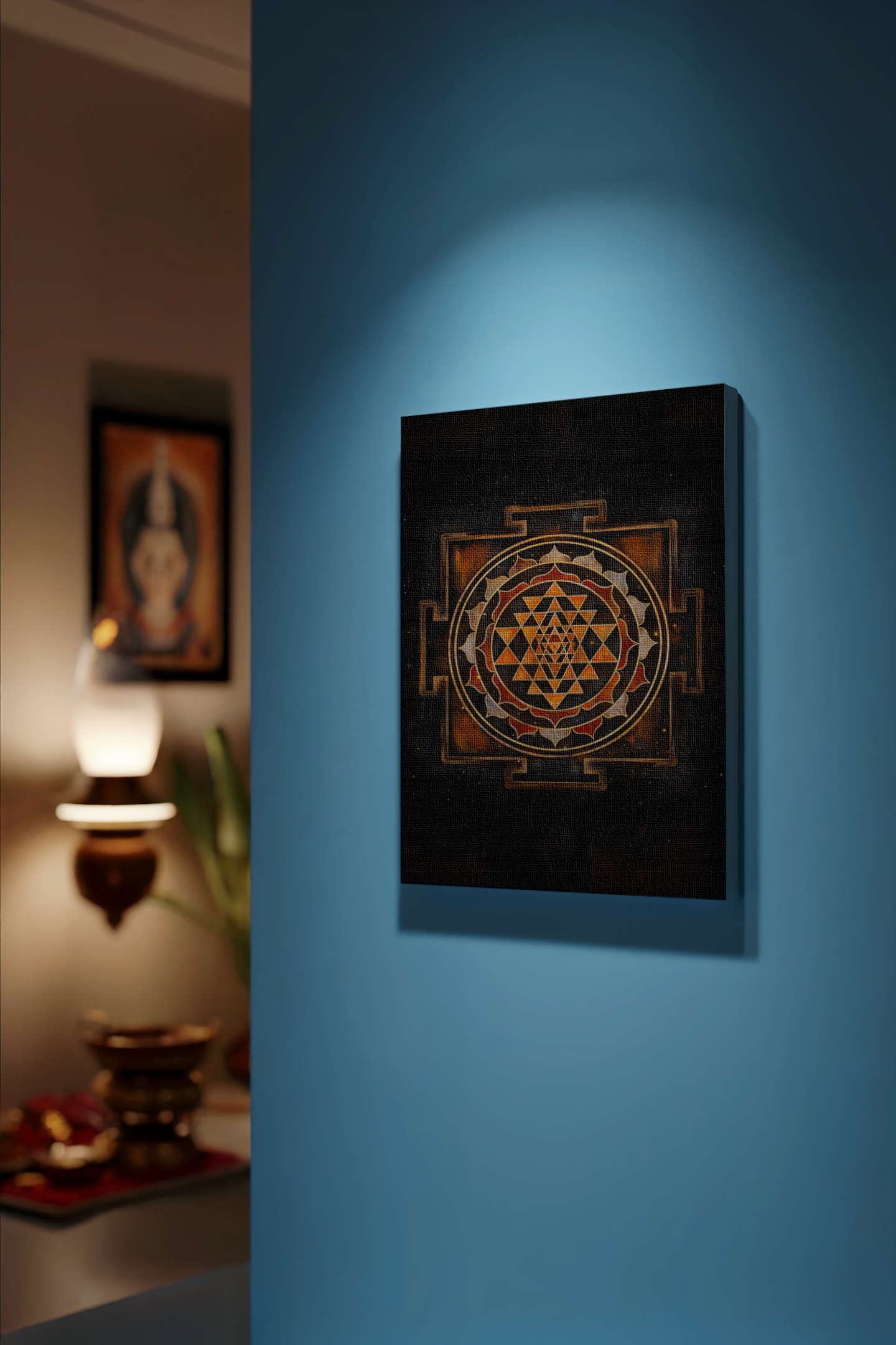Shree Chakra Yantra Canvas Wall Art β Sacred Geometry for Prosperity, Peace & Positive Energy