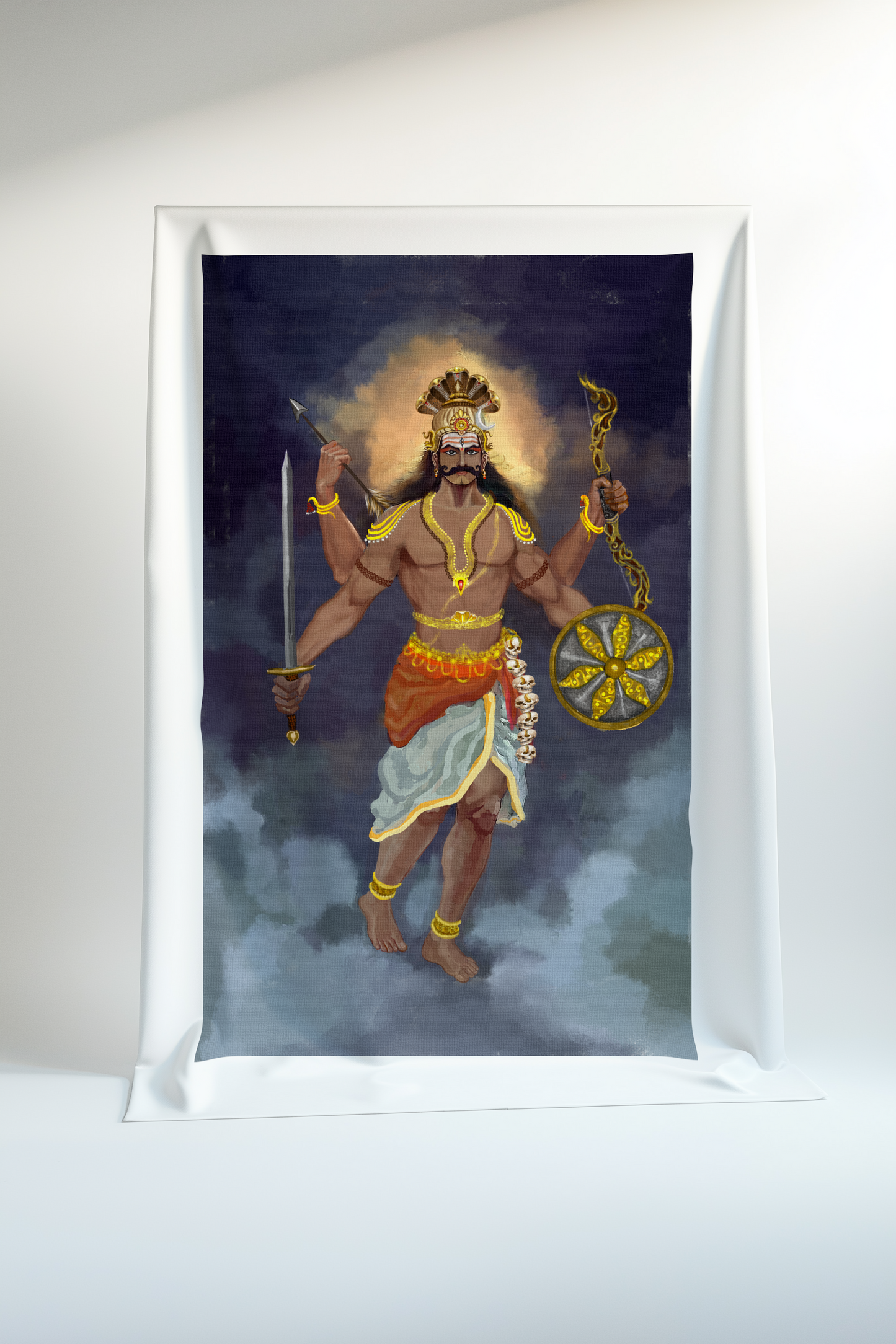 Veerabhadra Swamy Canvas Print Roll (Unframed) – Powerful Shiva Avatar Wall Art for Home Temple & Spiritual Décor