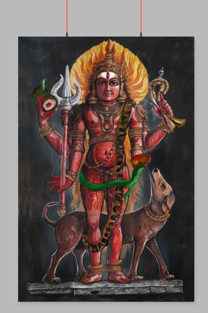 Kaal Bhairav Wall Poster – Fierce Hindu God Poster for Protection & Power | Vastu Decorative Spiritual Wall Art for Home & Temple