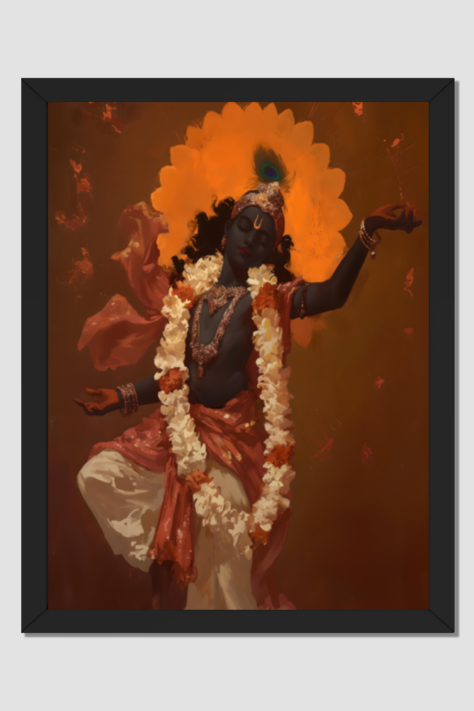 Dancing Shree Krishna Photo Frame | Perfect Gift for Krishna Devotees | 300 GSM Glossy Finish