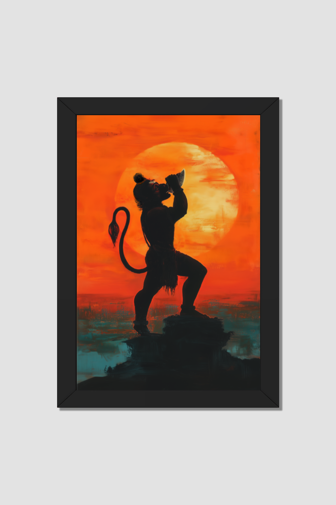 Hanuman Blowing Conch Shell Photo Frame | Divine Wall Decor for Pooja Room & Spiritual Space