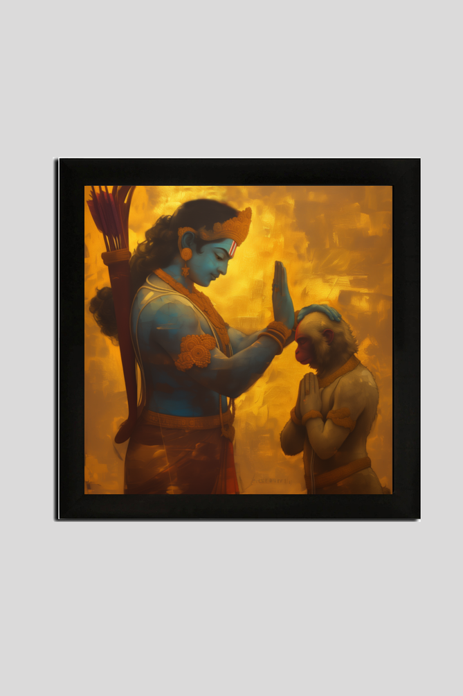 Sri Ram Blessing Hanuman Photo Frame | Divine Wall Art for Pooja Room & Spiritual Decor