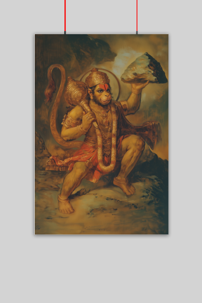 Hanuman with Sanjeevani Poster | Divine Strength & Devotion Wall Art
