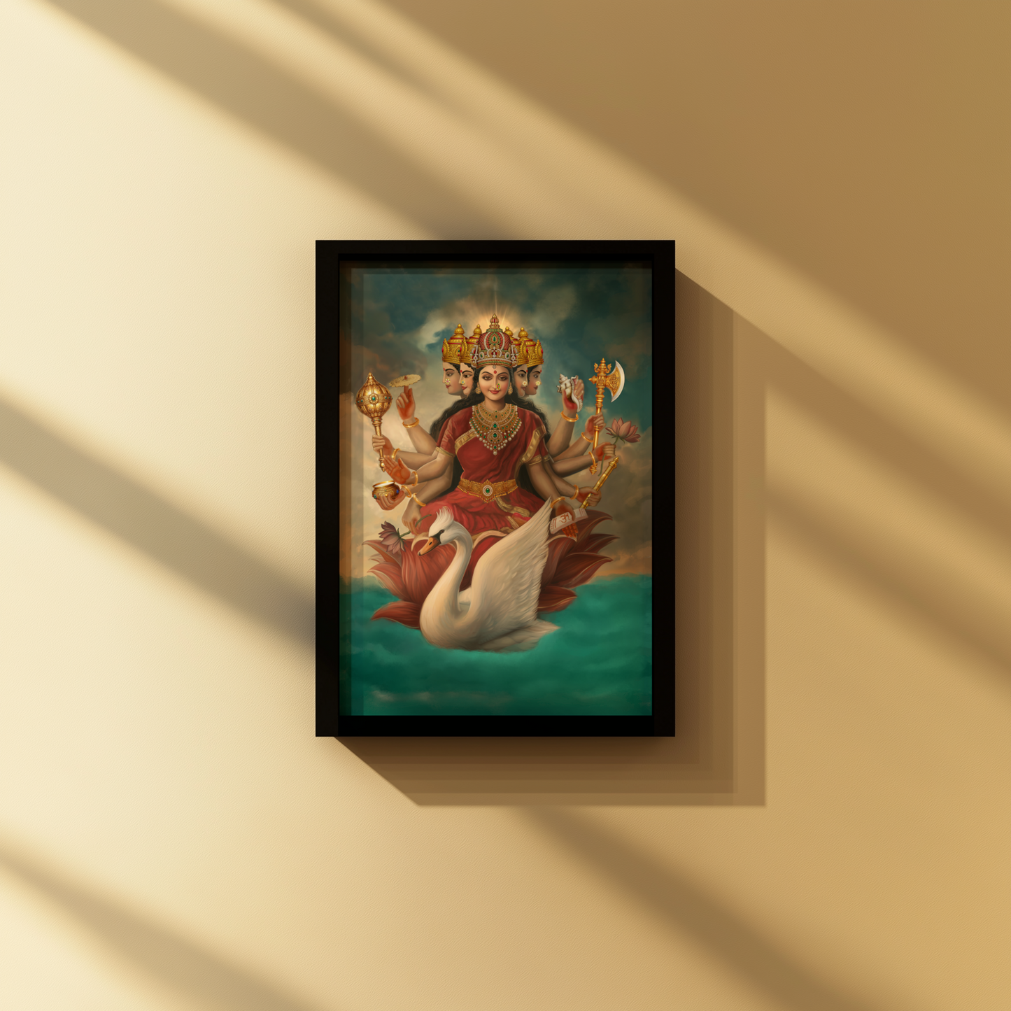 Gayatri Devi Photo Frame – Spiritual Wall Art for Home, Pooja Room & Gifting