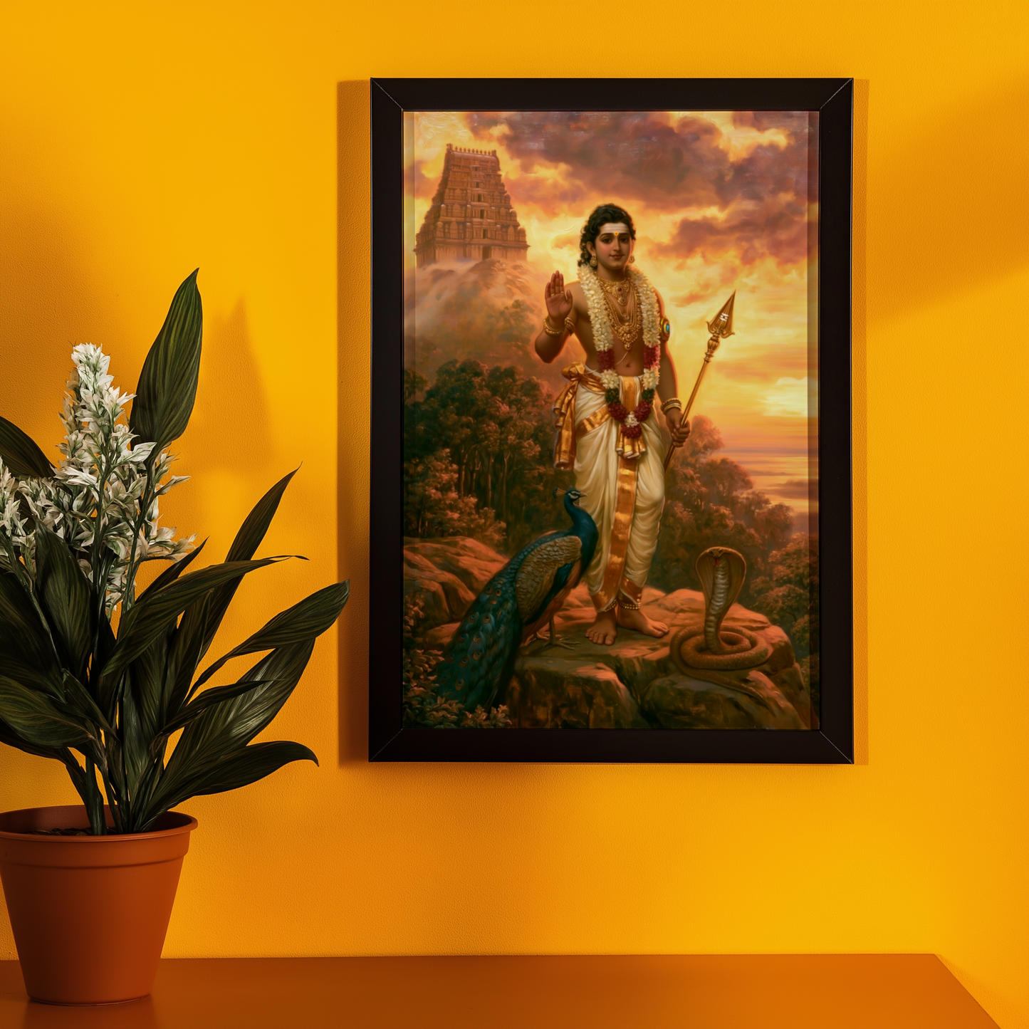 Lord Subramanya Swamy Photo Frame | Premium Hindu Spiritual Wall Art for Home Décor