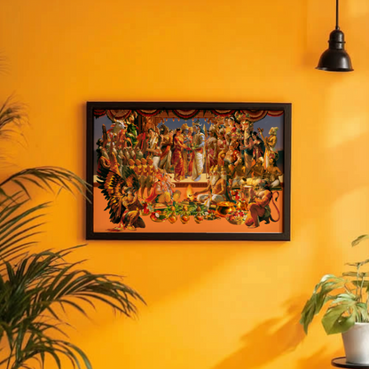 Meenakshi Sundareshwarar Kalyanam Photo Frame | Goddess Meenakshi & Lord Shiva Divine Wedding | Hindu Devotional Wall Art
