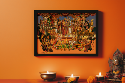Meenakshi Sundareshwarar Kalyanam Photo Frame | Goddess Meenakshi & Lord Shiva Divine Wedding | Hindu Devotional Wall Art