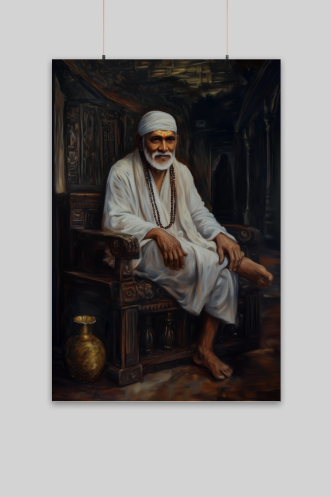 Sai Baba Wall Poster – Spiritual Hindu God Poster for Home, Pooja Room & Meditation Space | Vastu Decorative Art Print