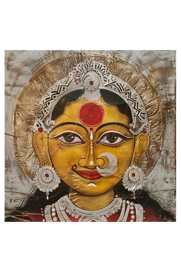 Divine Digital Art of Kanakadurga Devi - 12x12 Inch Framed Poster