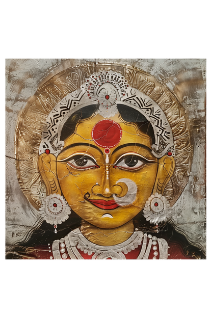 Divine Digital Art of Kanakadurga Devi - 12x12 Inch Framed Poster