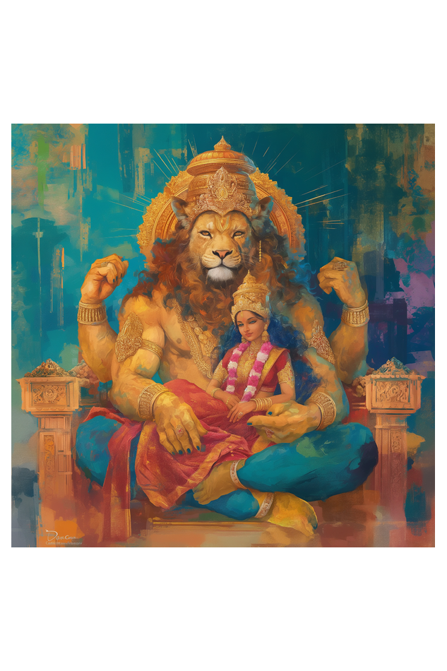 Lakshmi Narasimha Swamy Wall Decor Poster – Perfect Gift for Devotees (14x14 Inch)