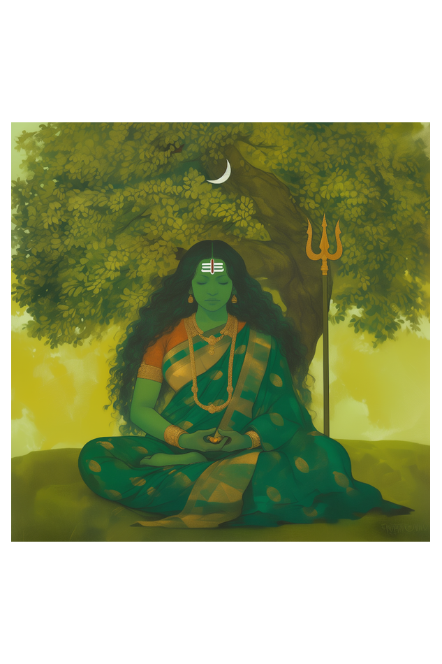 Devi Meditating Wall Decor Poster – Perfect Gift for Devotees (14x14 Inch)