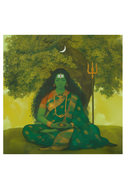Devi Meditating Wall Decor Poster – Perfect Gift for Devotees (14x14 Inch)