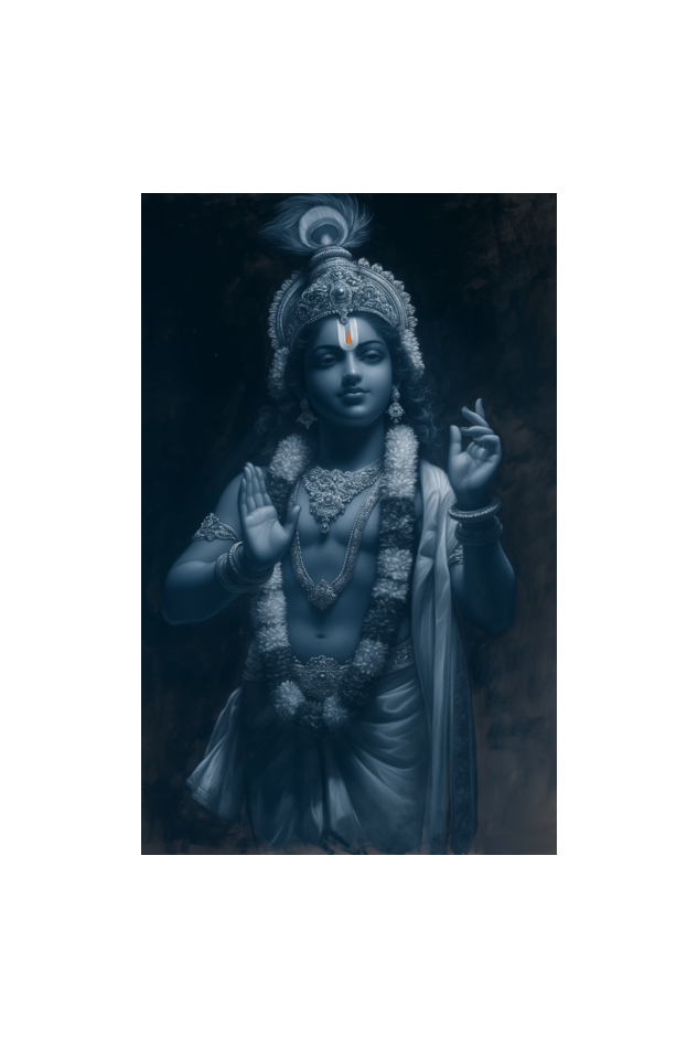 Divine Digital Art of Lord Krishna - A4 Poster