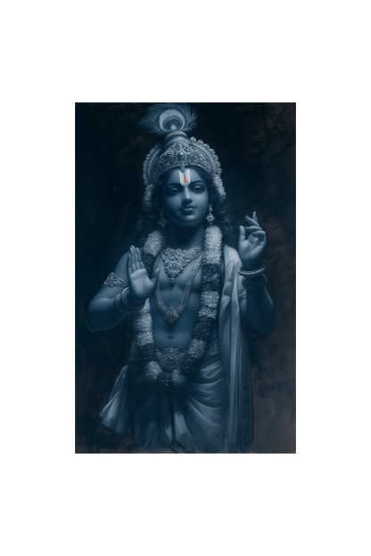 Divine Digital Art of Lord Krishna - A4 Poster