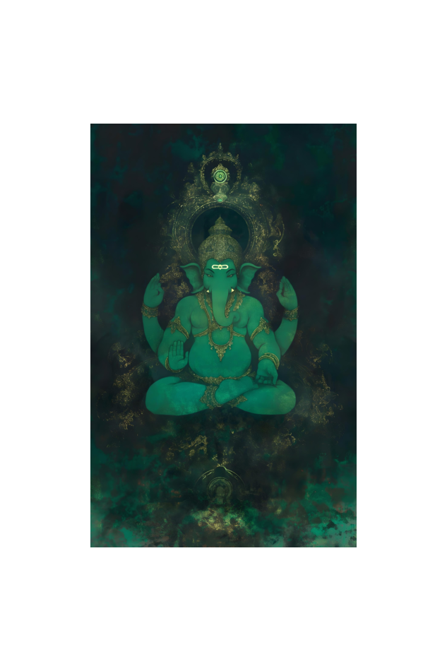 Divine A4 Poster Frame of Ganesha Digital Art - Perfect for Spiritual Decor