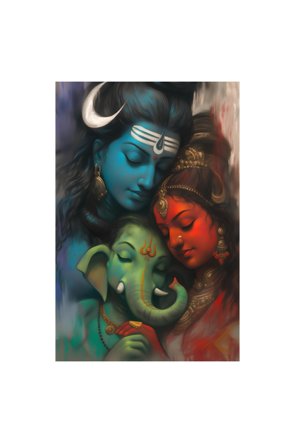 Shiv Parivar Photo Frame | Perfect Gift for Shiva Devotees | 300 GSM Glossy Finish