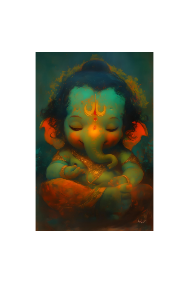 Divine Bal Ganesh A4 Framed Poster