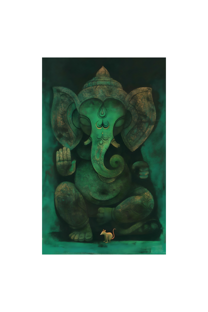 Divine A4 Framed Poster of Lord Ganesha – Sacred Art for Spiritual Decor