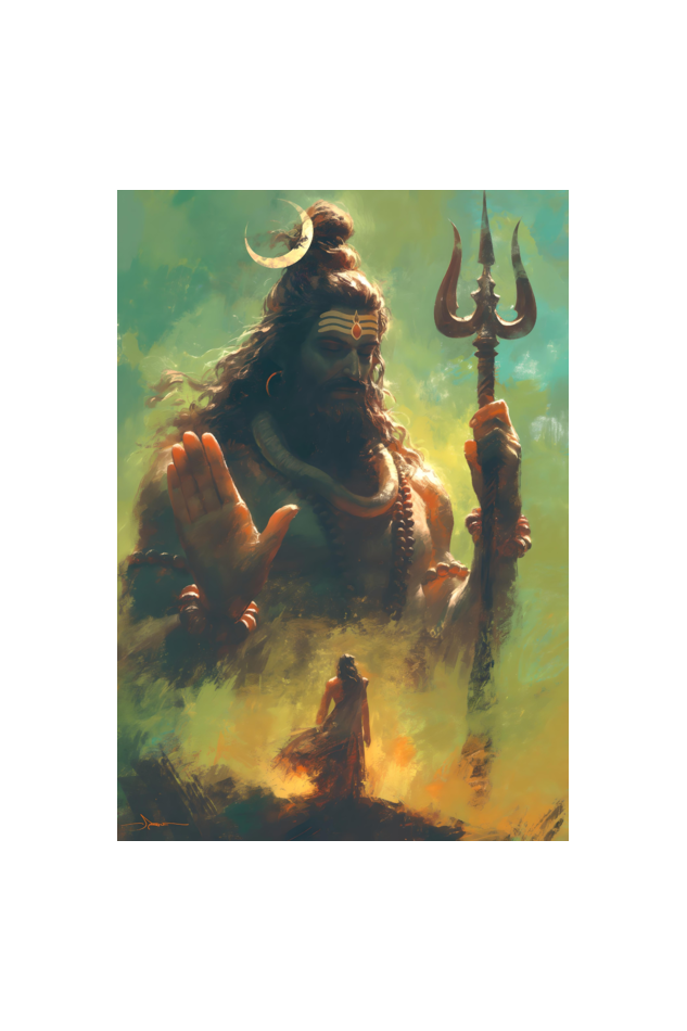 Kaala Bhairava Digital Art - A4 Framed Poster for Spiritual Home Decor