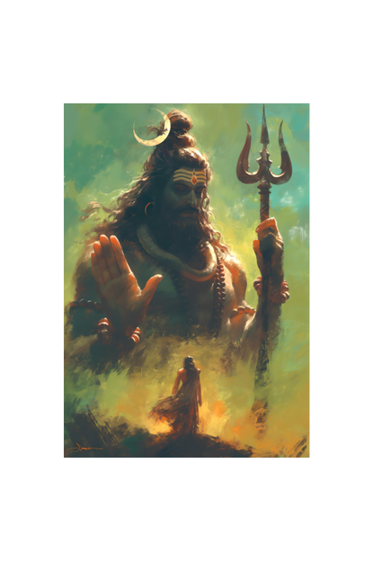 Kaala Bhairava Digital Art - A4 Framed Poster for Spiritual Home Decor