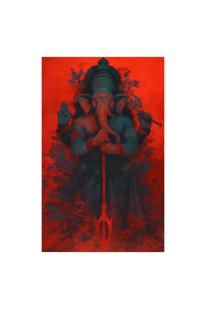 A4 Photo frame of Ugra Ganesha – Fierce Form of Lord Ganesha