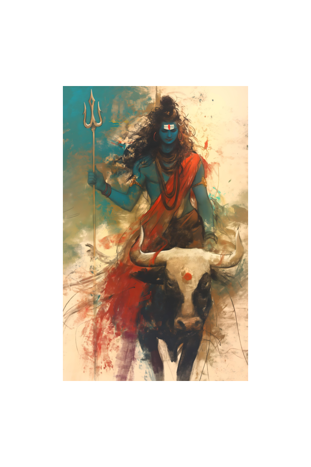 A4 Framed Poster of Lord Shiva Riding Nandhi – Divine Power and Grace