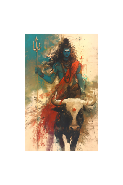 A4 photo frame of Lord Shiva Riding Nandhi – Divine Power and Grace