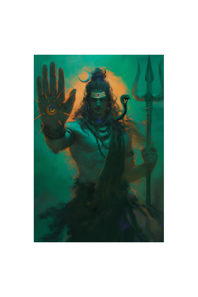 Lord Shiva Blessing A4 Framed Poster | 300 GSM Glossy Finish | Laminated Spiritual Art