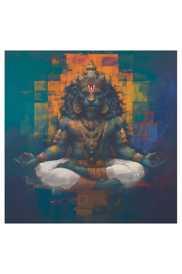 Narasimha Meditation Digital Art | Perfect Gift Framed Poster Photo Frame | 300 GSM Glossy Finish