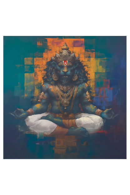 Narasimha Meditation Digital Art | Perfect Gift Framed Poster Photo Frame | 300 GSM Glossy Finish