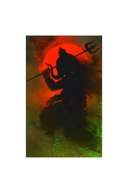 Abstract Art of Lord Ganesha Resembling Shiva Photo Frame | Perfect Gift Framed Poster Photo Frame | 300 GSM Glossy Finish