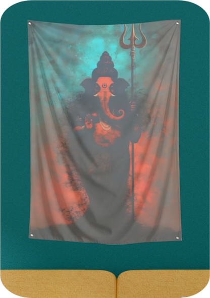 Standing Ganesha with Trishul Tapestry (35 x 45 Inches) – Soft, Lightweight & Perfect Gift for Ganesha Devotees