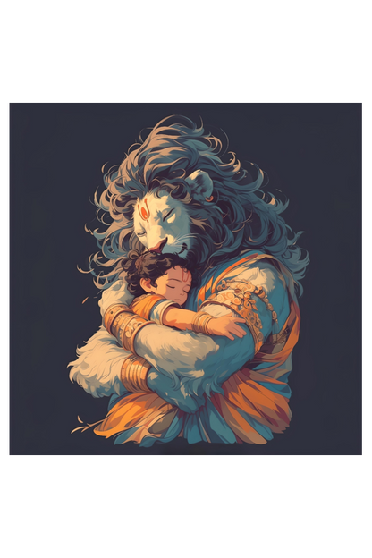 Narasimha Swamy hugging Prahlada Photo Frame | Perfect Gift for Narasimha Swamy Devotees | 300 GSM Glossy Finish