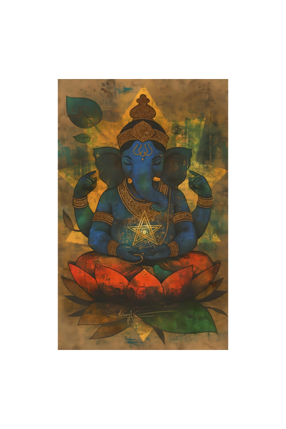 Ganesha Doing Meditation Photo Frame | Perfect Gift for Ganesha Devotees | 300 GSM Glossy Finish