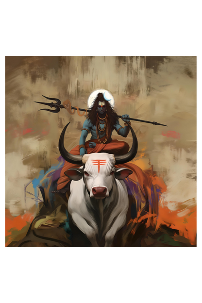 Lord Shiva on Nandi Photo Frame | Perfect Gift for Shiva Devotees | 300 GSM Glossy Finish