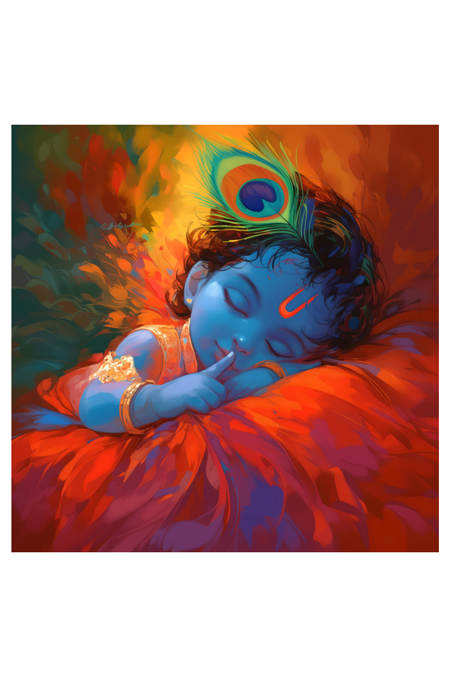 Baby Krishna Photo Frame | Krishna Frame for Wall | Baby Krishna Sleeping | 300 GSM Glossy Finish | Perfect Gift for Krishna Devotees