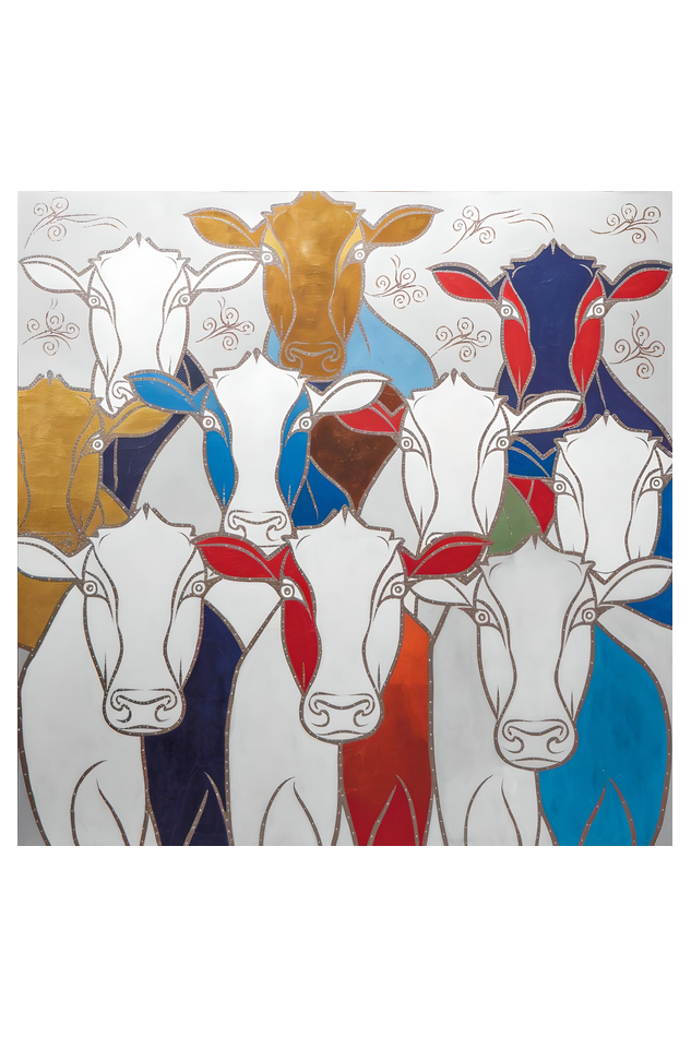 Sacred Cows Face Art Photo Frame | Gomatha Art | Perfect Gift for cow Lovers | 300 GSM Glossy Finish