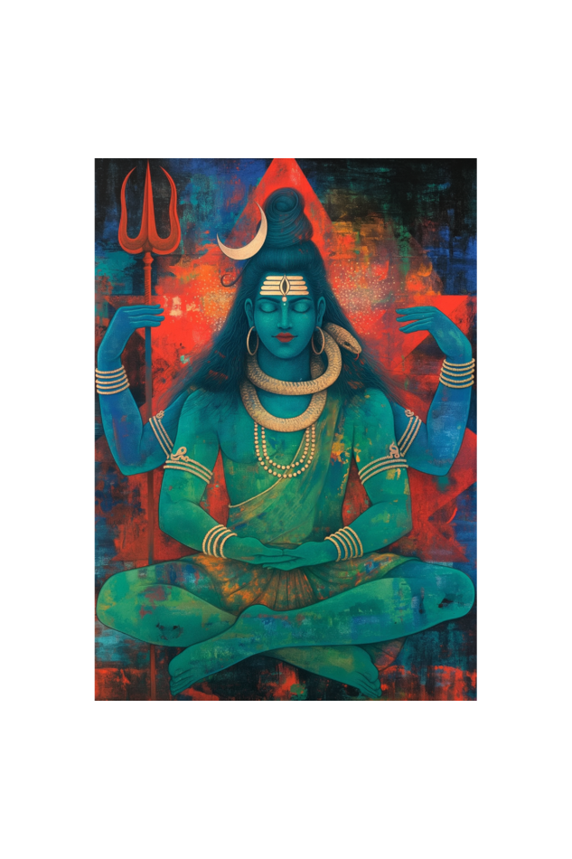 Lord Shiva Photo Frame | Shiva Photo Frame for Pooja Room | Lord Shiva in Meditation Posture | A3 Size Wall Decor