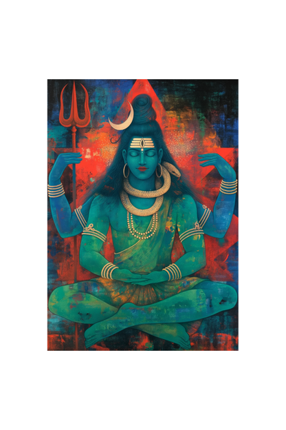 Lord Shiva Photo Frame | Shiva Photo Frame for Pooja Room | Lord Shiva in Meditation Posture | A3 Size Wall Decor