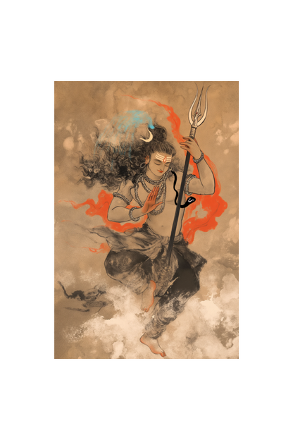 Shiv Tandav Digital Art | Divine Dance of Lord Shiva | Perfect Gift for Shiva Devotees | 16x24 Inch 300 GSM Glossy Finish Frame  SEO Description: