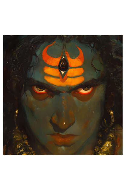 Angry Lord Shiva Photo Frame | Powerful Shiva Face Art | Divine Energy Decor | 300 GSM Glossy Finish