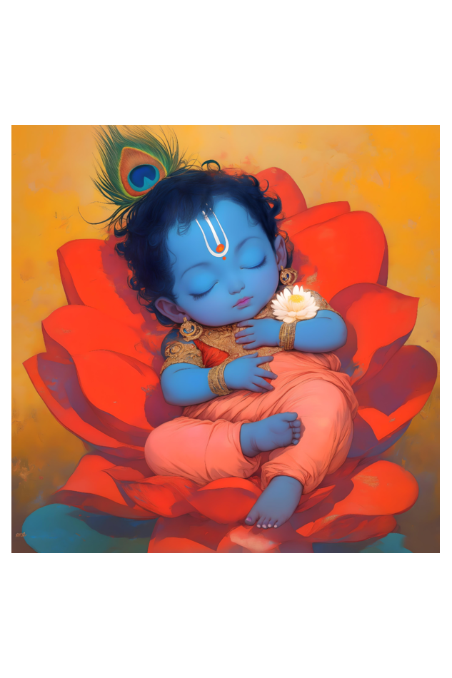 Krishna Frame for Wall – Baby Krishna Sleeping Poster | Divine Wall Decor