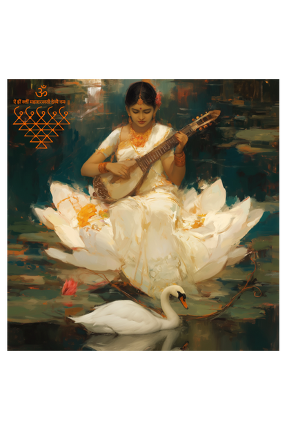 Saraswati Devi Poster – Divine Wall Decor for Devotees | Goddess of Wisdom